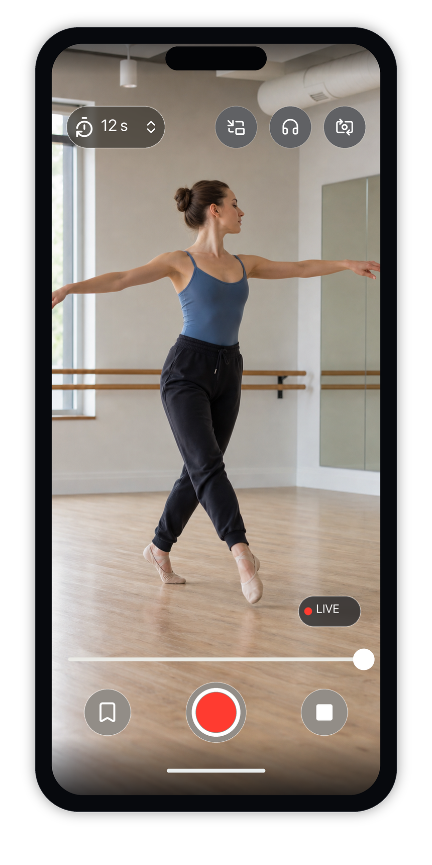 DelayKit app showing dance form replay.